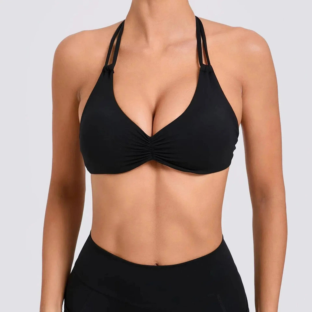 MunaWear  Sports Bras  Lila – Lightweight Supportive Sports Bra for Yoga, Gym, and Active Wear  Black-XL