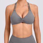 MunaWear  Sports Bras  Lila – Lightweight Supportive Sports Bra for Yoga, Gym, and Active Wear  Gray-XL
