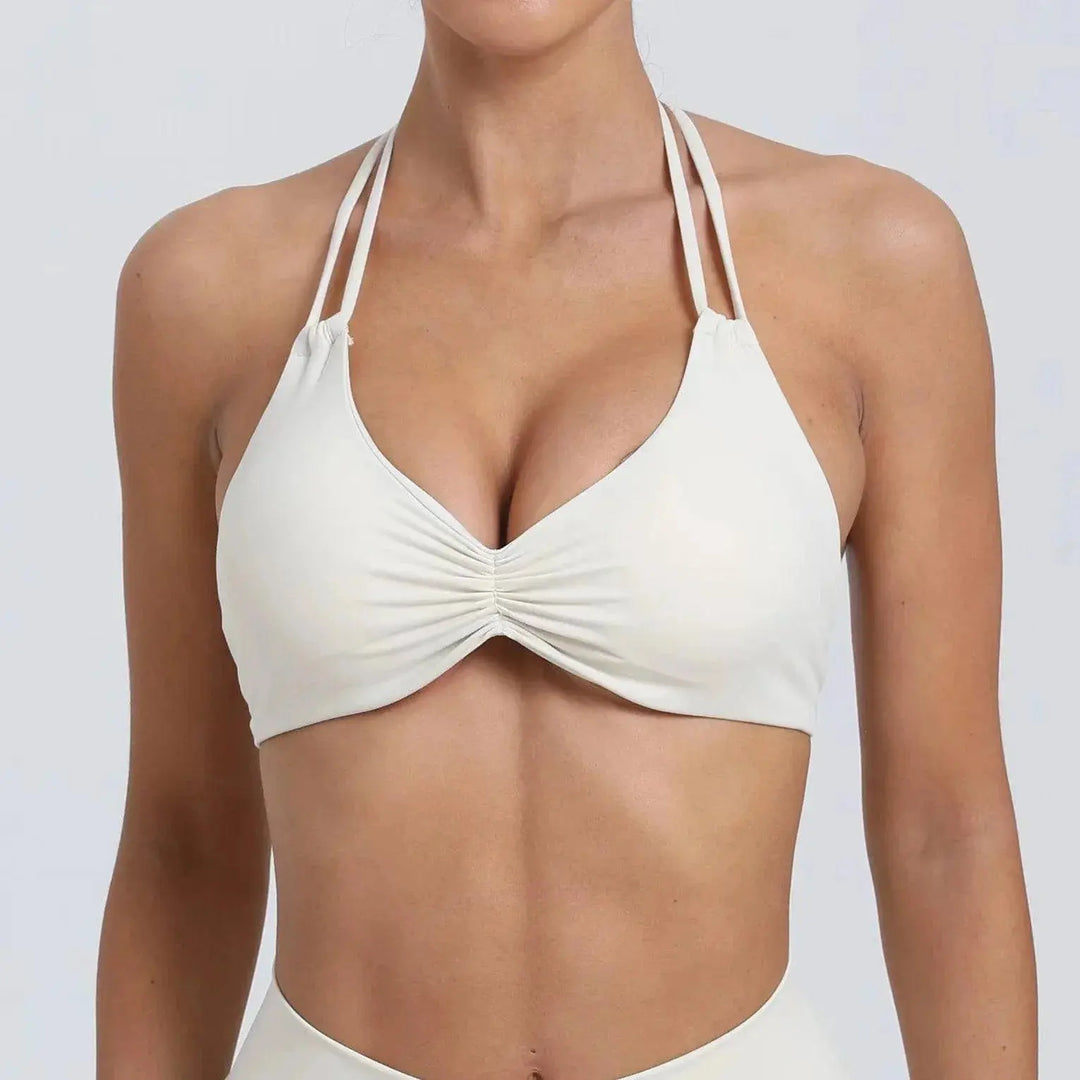 MunaWear  Sports Bras  Lila – Lightweight Supportive Sports Bra for Yoga, Gym, and Active Wear  White-XL