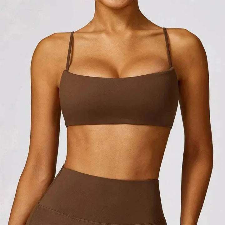 MunaWear  Sports Bras  Mia – High Support Push-Up Sports Bra for High Impact Yoga, Fitness & Pilates  Brown-XL