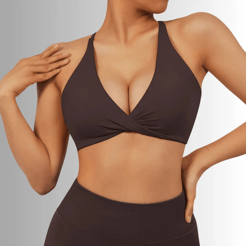 MunaWear  Sports Bras  Sophie – High Impact Sports Bra with Seamless Design and Shock-Resistant Support for Ultimate Comfort  Brown-XL