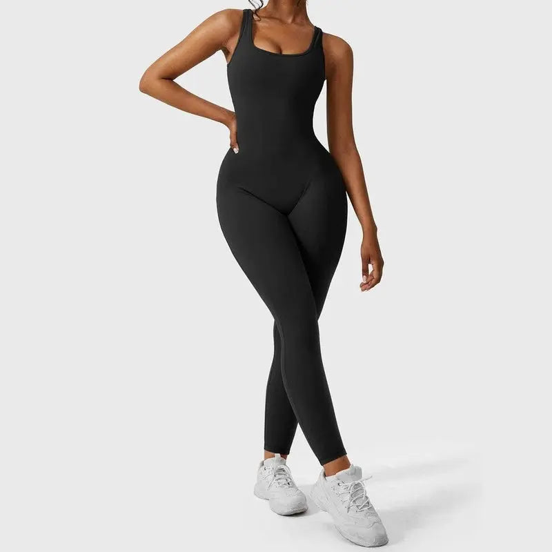 MunaWear  Sportswear  Isla - Stylish Open-Back Jumpsuit Ideal for Yoga and Fitness Enthusiasts