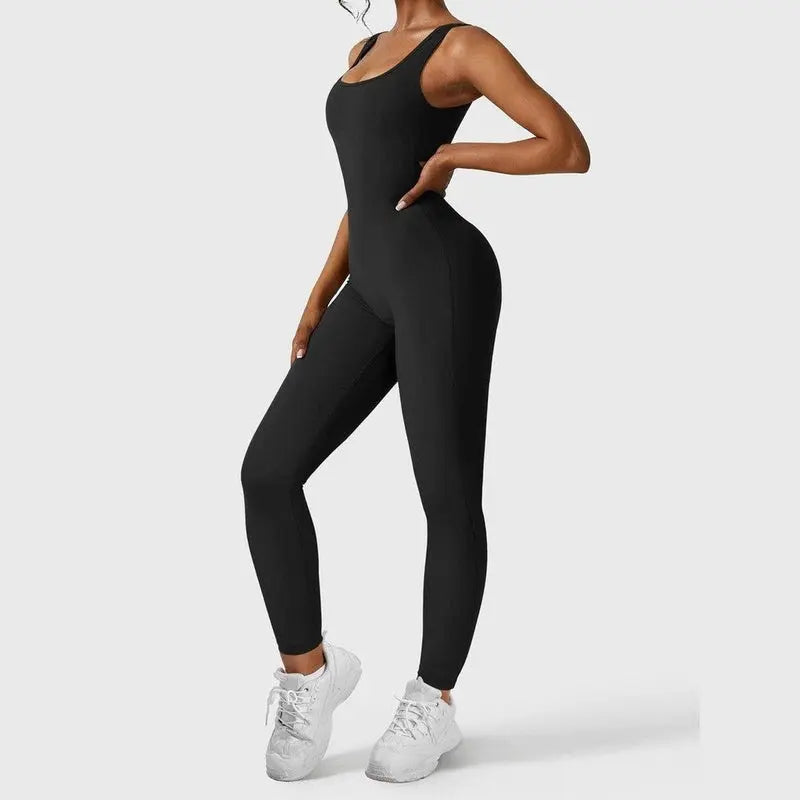 MunaWear  Sportswear  Isla - Stylish Open-Back Jumpsuit Ideal for Yoga and Fitness Enthusiasts