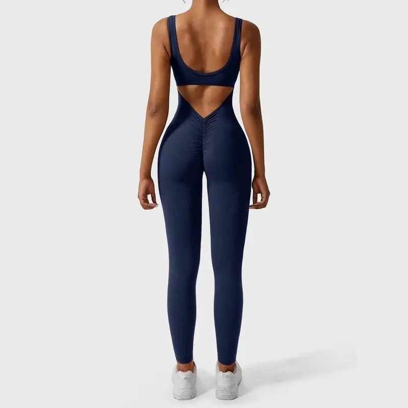 MunaWear  Sportswear  Isla - Stylish Open-Back Jumpsuit Ideal for Yoga and Fitness Enthusiasts