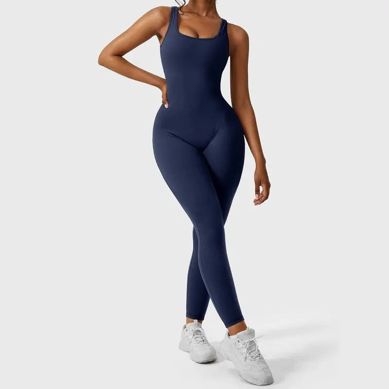 MunaWear  Sportswear  Isla - Stylish Open-Back Jumpsuit Ideal for Yoga and Fitness Enthusiasts
