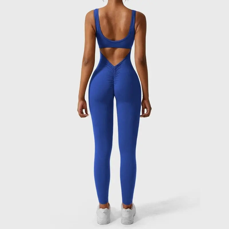 MunaWear  Sportswear  Isla - Stylish Open-Back Jumpsuit Ideal for Yoga and Fitness Enthusiasts