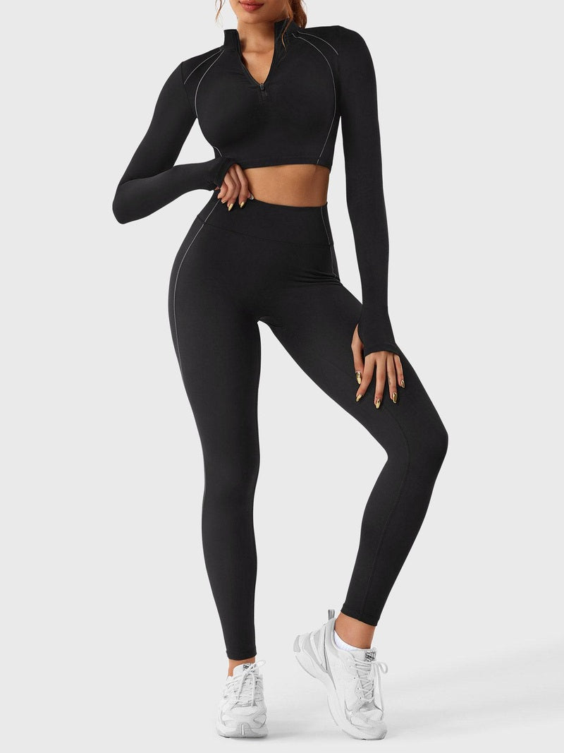 MunaWear Sportswear Lara - Chic Women's Activewear Set With Seamless Leggings And Cropped Top