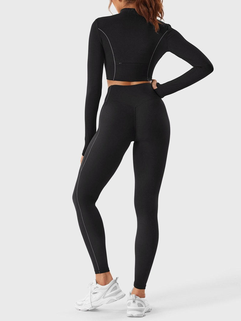 MunaWear Sportswear Lara - Chic Women's Activewear Set With Seamless Leggings And Cropped Top