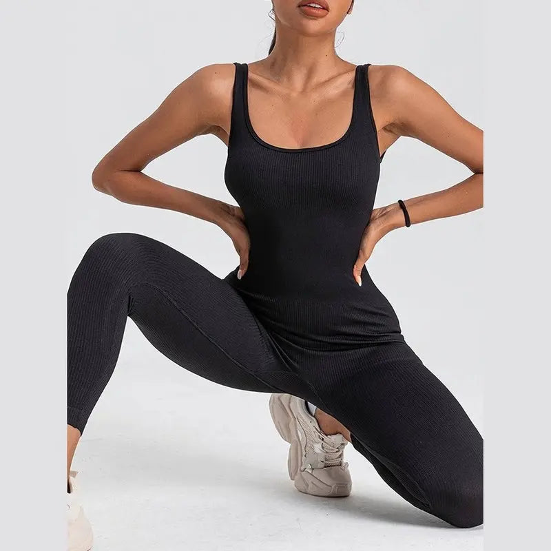MunaWear  Sportswear  Nina - Chic Short Sleeve Jumpsuit For Active Women On The Go