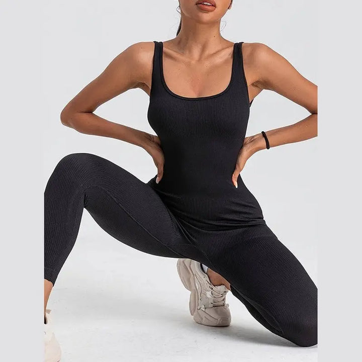 MunaWear  Sportswear  Nina - Chic Short Sleeve Jumpsuit For Active Women On The Go