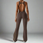 MunaWear  Sportswear  Sierra - Chic Open-Rug Flared Jumpsuit for Effortless Athleisure Style