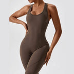 MunaWear  Sportswear  Sierra - Chic Open-Rug Flared Jumpsuit for Effortless Athleisure Style