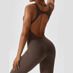 MunaWear  Sportswear  Sierra - Chic Open-Rug Flared Jumpsuit for Effortless Athleisure Style