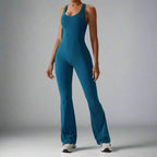 MunaWear  Sportswear  Sierra - Chic Open-Rug Flared Jumpsuit for Effortless Athleisure Style