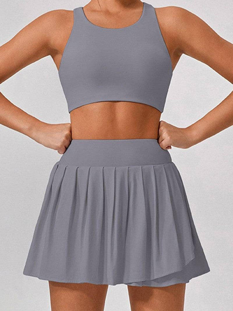 MunaWear Sportswear Tessa - Stylish Wide Shoulder Top & Skirt Set for Fitness and Yoga Enthusiasts