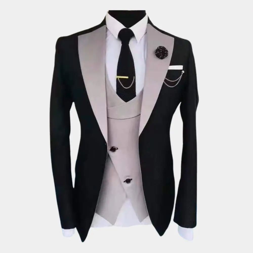 Ethan – Sterling Luxe 3-Piece Men’s Suit Set with Chic Blazer, Vest & Trousers 1