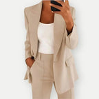Women's Suit Set - Tailored Blazer with High-Waisted Pants for Office and Events - Stylish and Comfortable 3