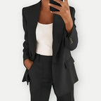 Women's Suit Set - Tailored Blazer with High-Waisted Pants for Office and Events - Stylish and Comfortable 4