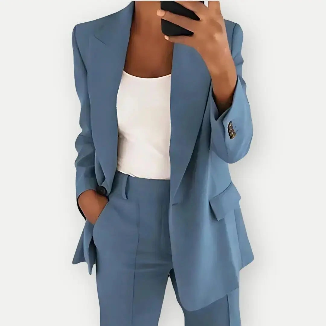 Women's Suit Set - Tailored Blazer with High-Waisted Pants for Office and Events - Stylish and Comfortable 5