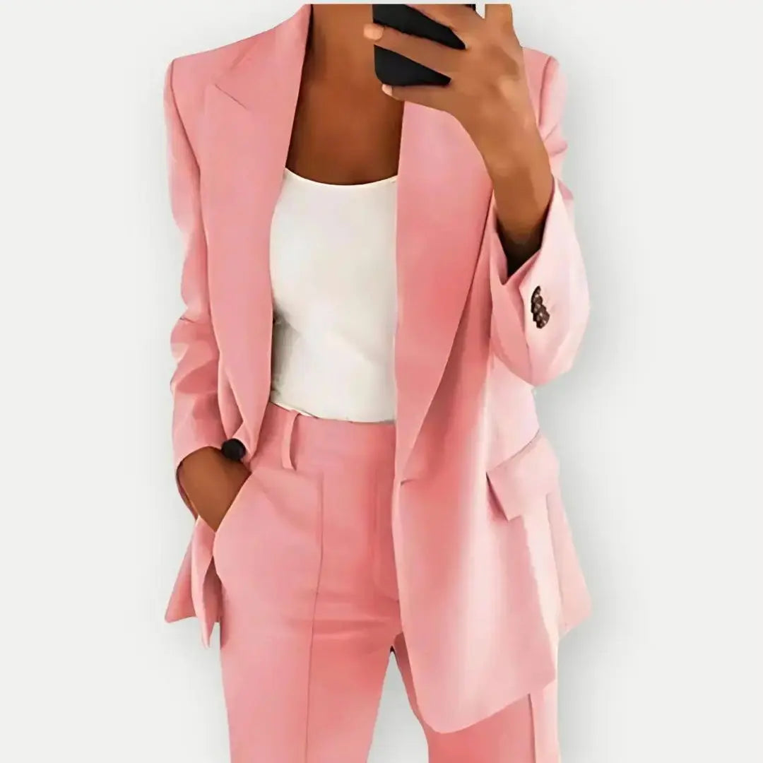 Women's Suit Set - Tailored Blazer with High-Waisted Pants for Office and Events - Stylish and Comfortable 8