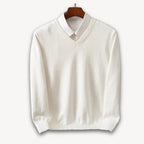 Aidan – Slim-Fit Men's Sweater With V-Neck For Casual And Formal Wear- White