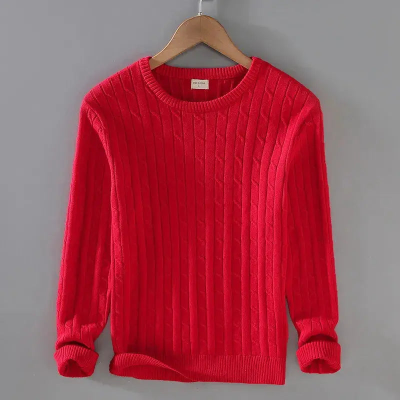 Caden - High-Quality Men's Knit Sweater With Cable Knit Design For Early Autumn 6