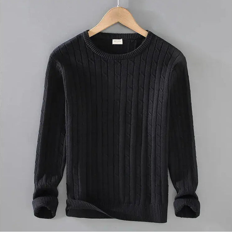 Caden - High-Quality Men's Knit Sweater With Cable Knit Design For Early Autumn 7