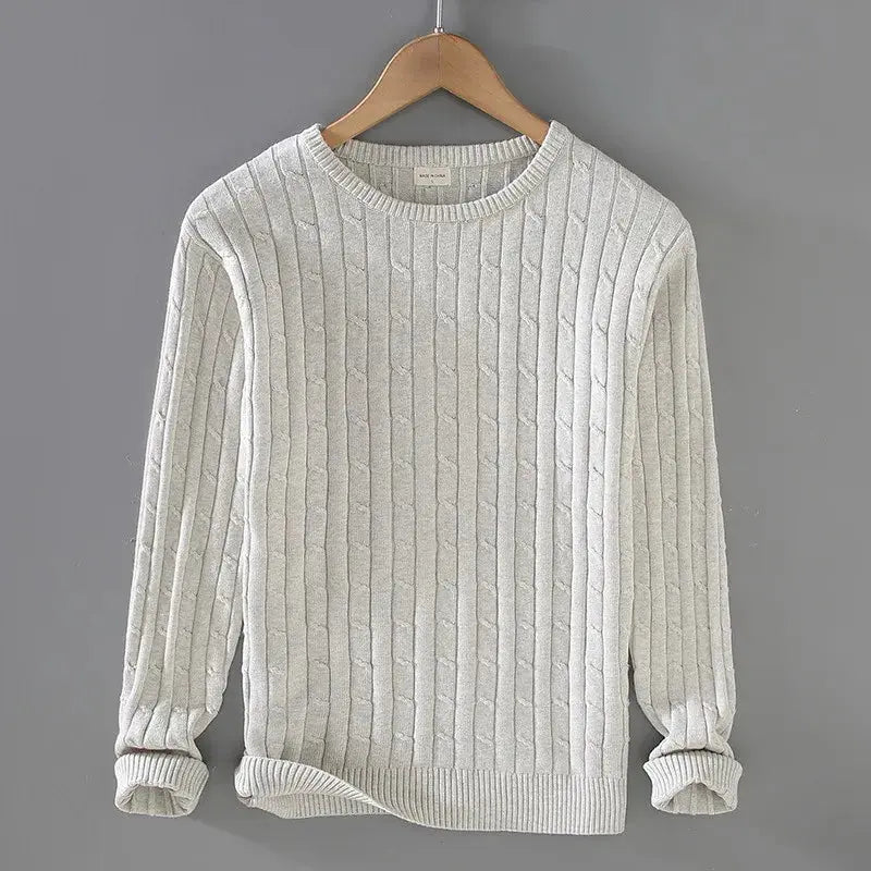 Caden - High-Quality Men's Knit Sweater With Cable Knit Design For Early Autumn 11