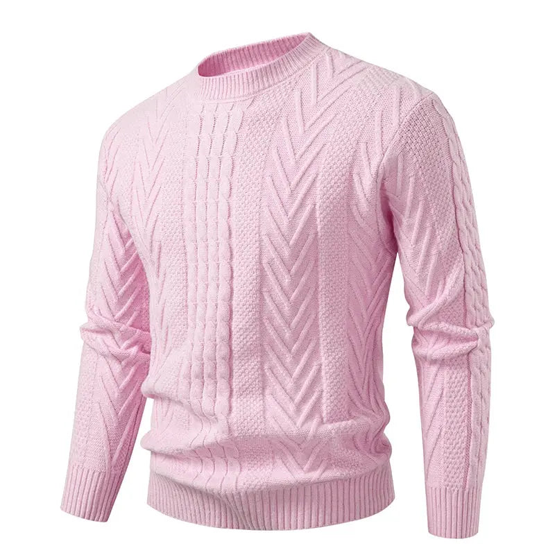 Caden - Slim-Fit Men's Knit Sweater With O-Neck For Casual Autumn And Winter Wear 0