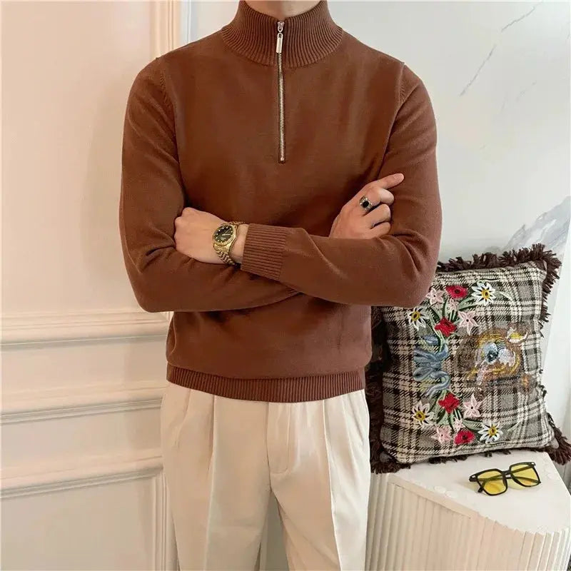 Caden - Slim-Fit Men's Sweater With Half-High Collar For Autumn And Winter 0
