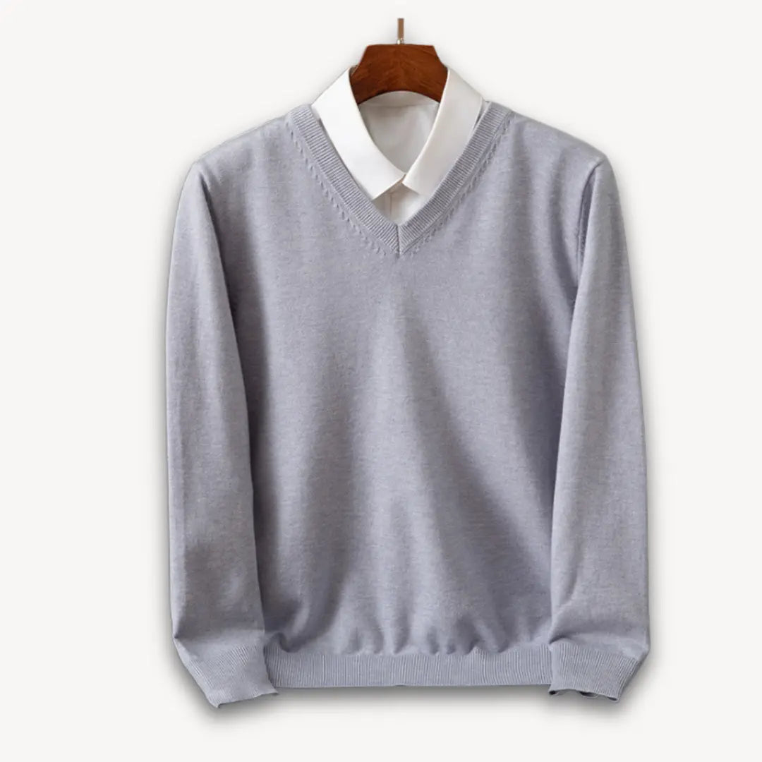 Slim-Fit Men's Sweater with V-Neck – Soft, Lightweight Design for Casual and Formal Wear, Available in Elegant Colors 4