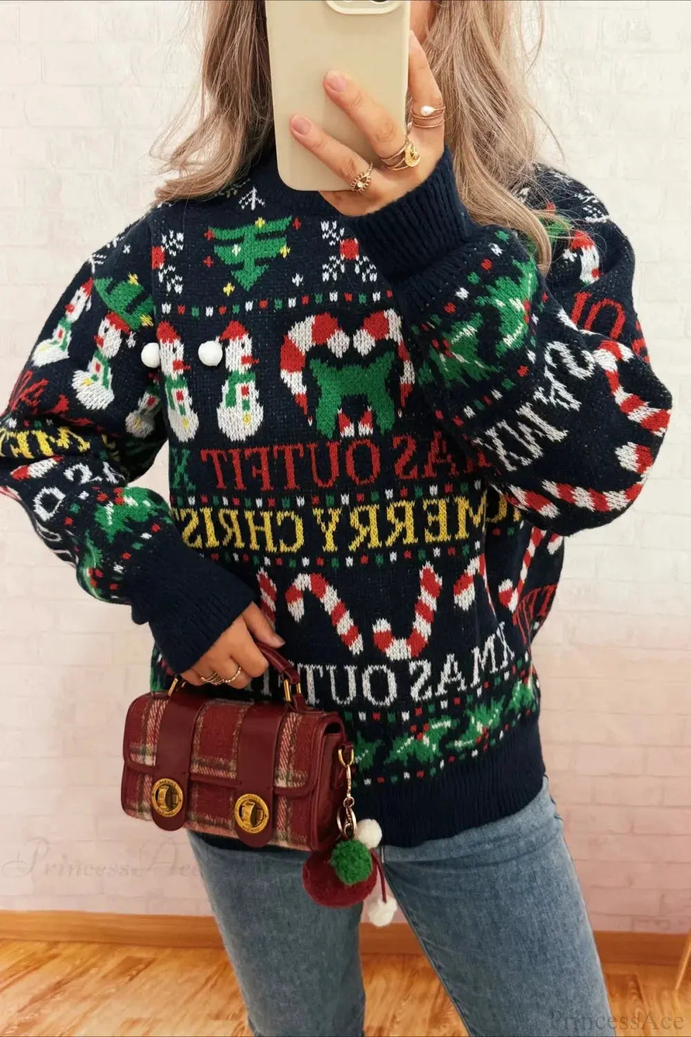 Color Block Long Sleeve Sweater – Cozy Christmas Style for Festive Gatherings 1