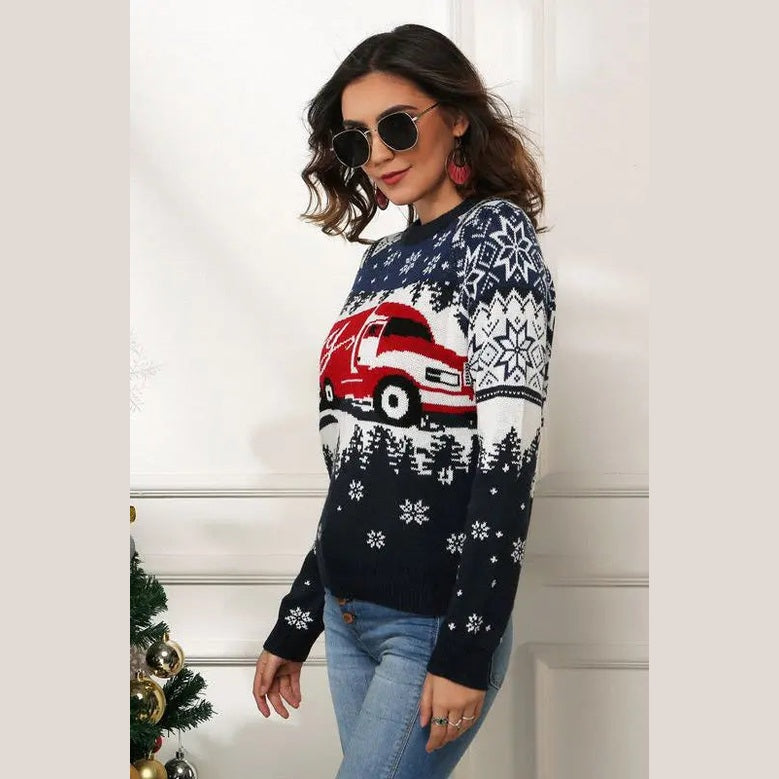 Cozy Christmas Sweater With Snowflake Print – Perfect for Festive Celebrations 4