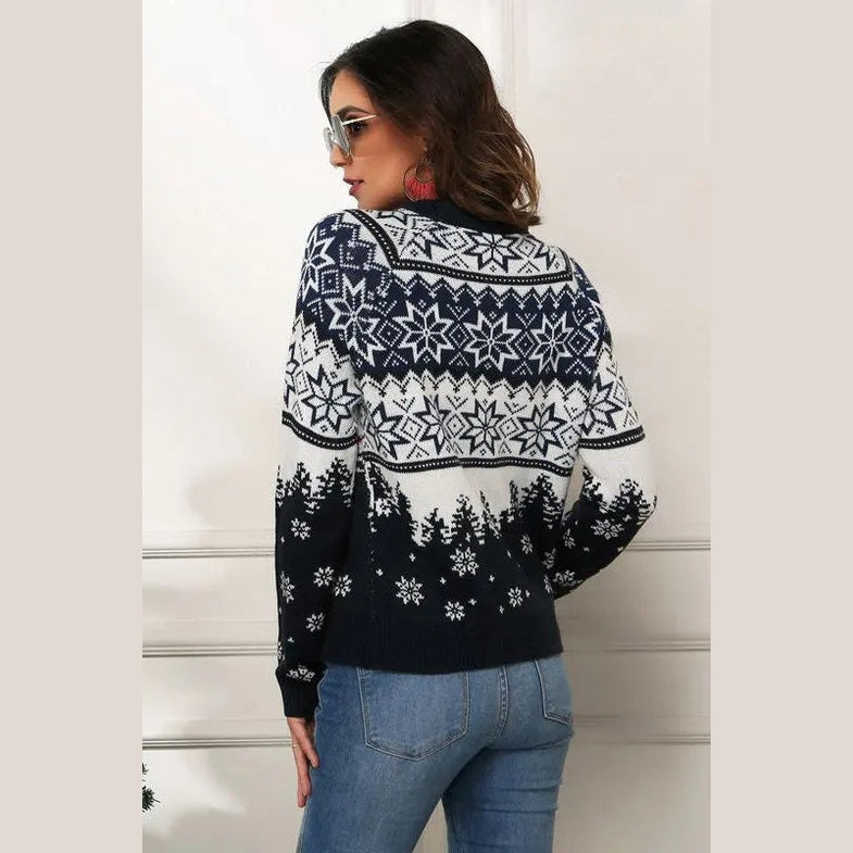 Cozy Christmas Sweater With Snowflake Print – Perfect for Festive Celebrations 5