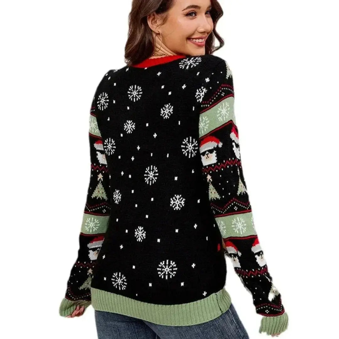 Cozy Oversized Women's Sweater With V-Neck – Perfect for Festive Celebrations 2