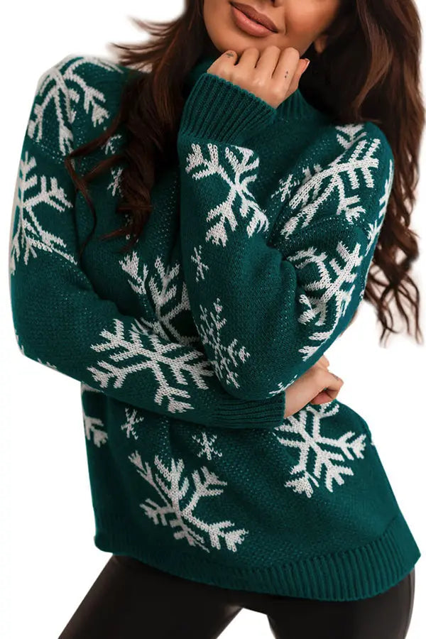 Cozy Turtleneck Knit Sweater – Festive Christmas Print for Holiday Gatherings 4