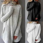 MunaWear - Sweaters - Liora - Cozy Long Knitted Sweater With Timeless Design For Cold Days - 