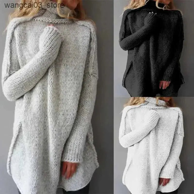 MunaWear - Sweaters - Liora - Cozy Long Knitted Sweater With Timeless Design For Cold Days - 