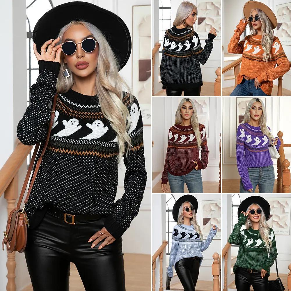 Liora - Playful Women's Sweater With Ghost Motif For Halloween Celebrations 1