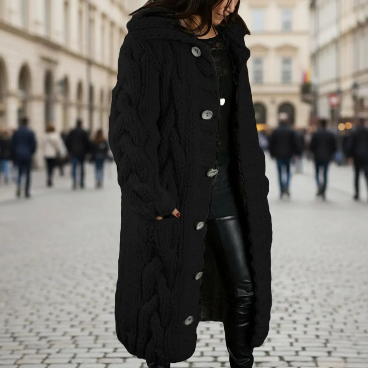 MunaWear - Sweaters - Ova - Stylish Women's Long Casual Sweater With Comfortable Fit For Everyday And Formal Wear - Black / 5XL