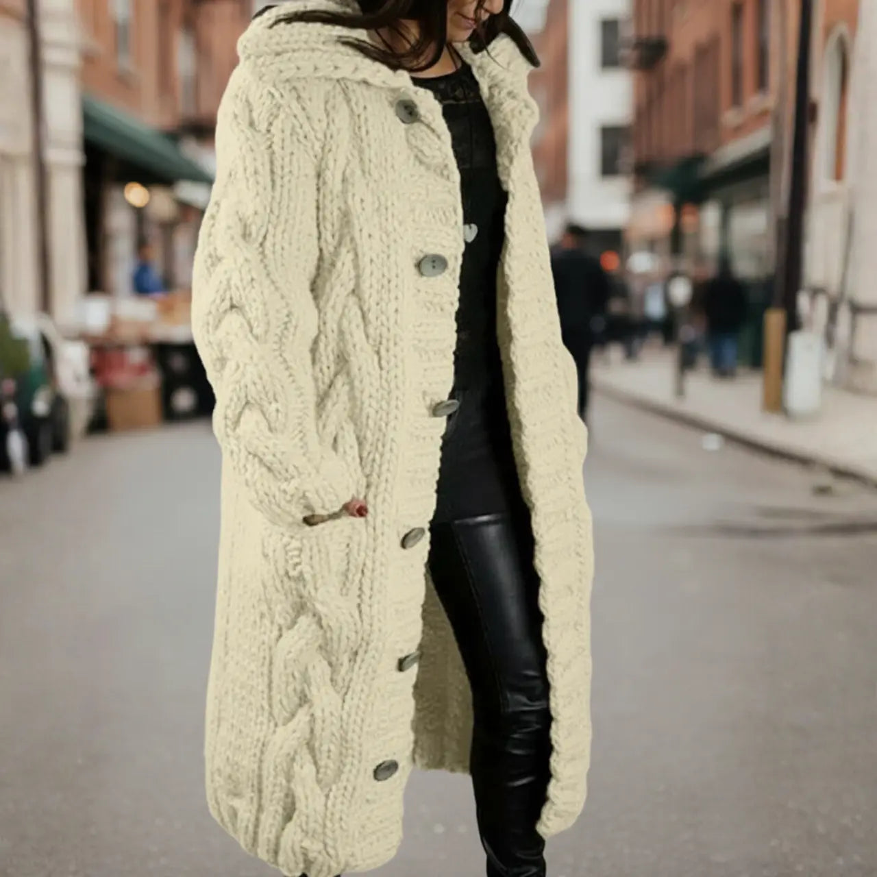 MunaWear - Sweaters - Ova - Stylish Women's Long Casual Sweater With Comfortable Fit For Everyday And Formal Wear - Cream / 5XL