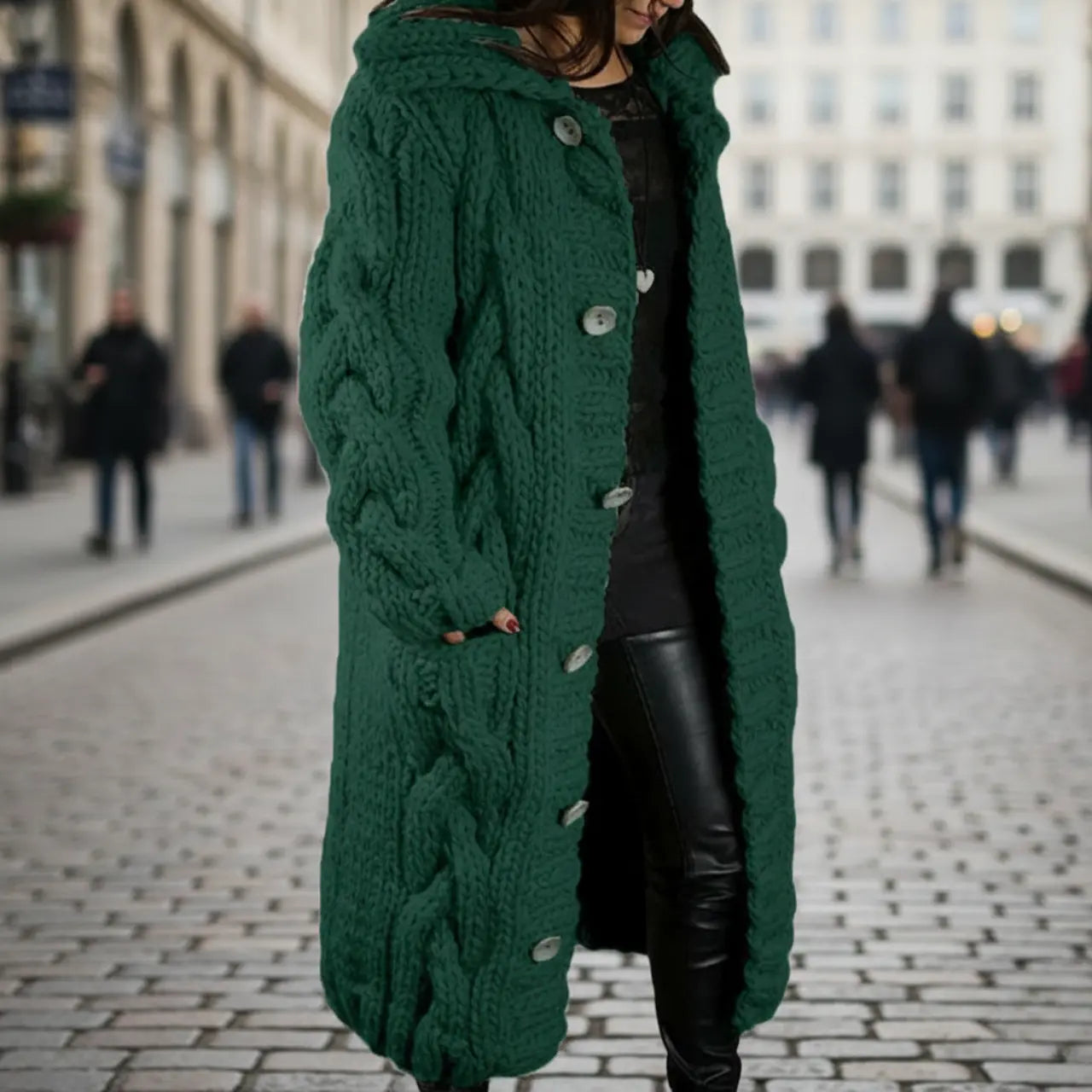 MunaWear - Sweaters - Ova - Stylish Women's Long Casual Sweater With Comfortable Fit For Everyday And Formal Wear - Green / 5XL