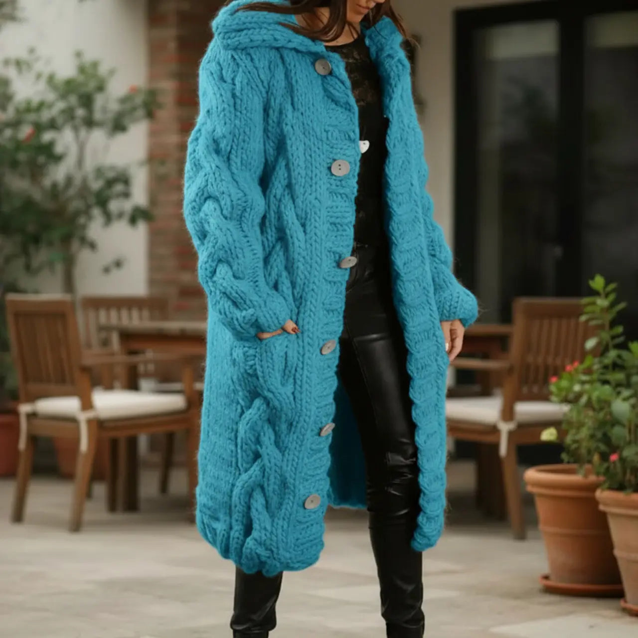 MunaWear - Sweaters - Ova - Stylish Women's Long Casual Sweater With Comfortable Fit For Everyday And Formal Wear - Teal / 5XL