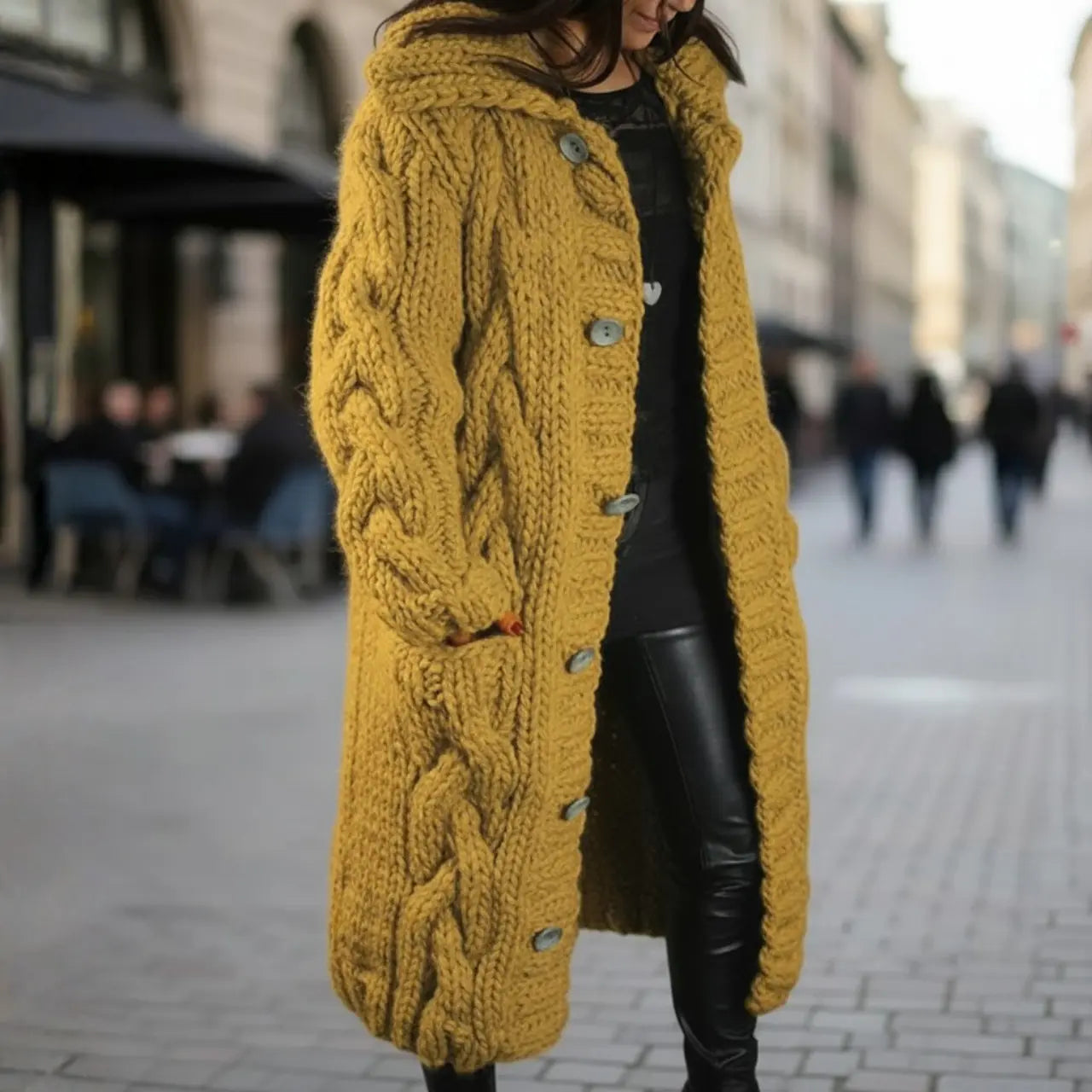 MunaWear - Sweaters - Ova - Stylish Women's Long Casual Sweater With Comfortable Fit For Everyday And Formal Wear - Yellow / 5XL