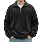 MunaWear - Sweaters & Sweatshirts - Caden - Stylish Men's Polo Neck Sweatshirt for Casual Social Wear - Black / 5XL