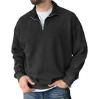 MunaWear - Sweaters & Sweatshirts - Caden - Stylish Men's Polo Neck Sweatshirt for Casual Social Wear - Black / 5XL