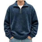 MunaWear - Sweaters & Sweatshirts - Caden - Stylish Men's Polo Neck Sweatshirt for Casual Social Wear - Dark Blue / 5XL