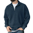 MunaWear - Sweaters & Sweatshirts - Caden - Stylish Men's Polo Neck Sweatshirt for Casual Social Wear - Dark Blue / 5XL