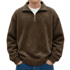 MunaWear - Sweaters & Sweatshirts - Caden - Stylish Men's Polo Neck Sweatshirt for Casual Social Wear - Dark Brown / 5XL