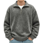 MunaWear - Sweaters & Sweatshirts - Caden - Stylish Men's Polo Neck Sweatshirt for Casual Social Wear - Dark Gray / 5XL